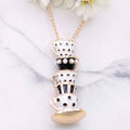 ZAD - Mad Hatter Black Teacup Stack Gold Necklace