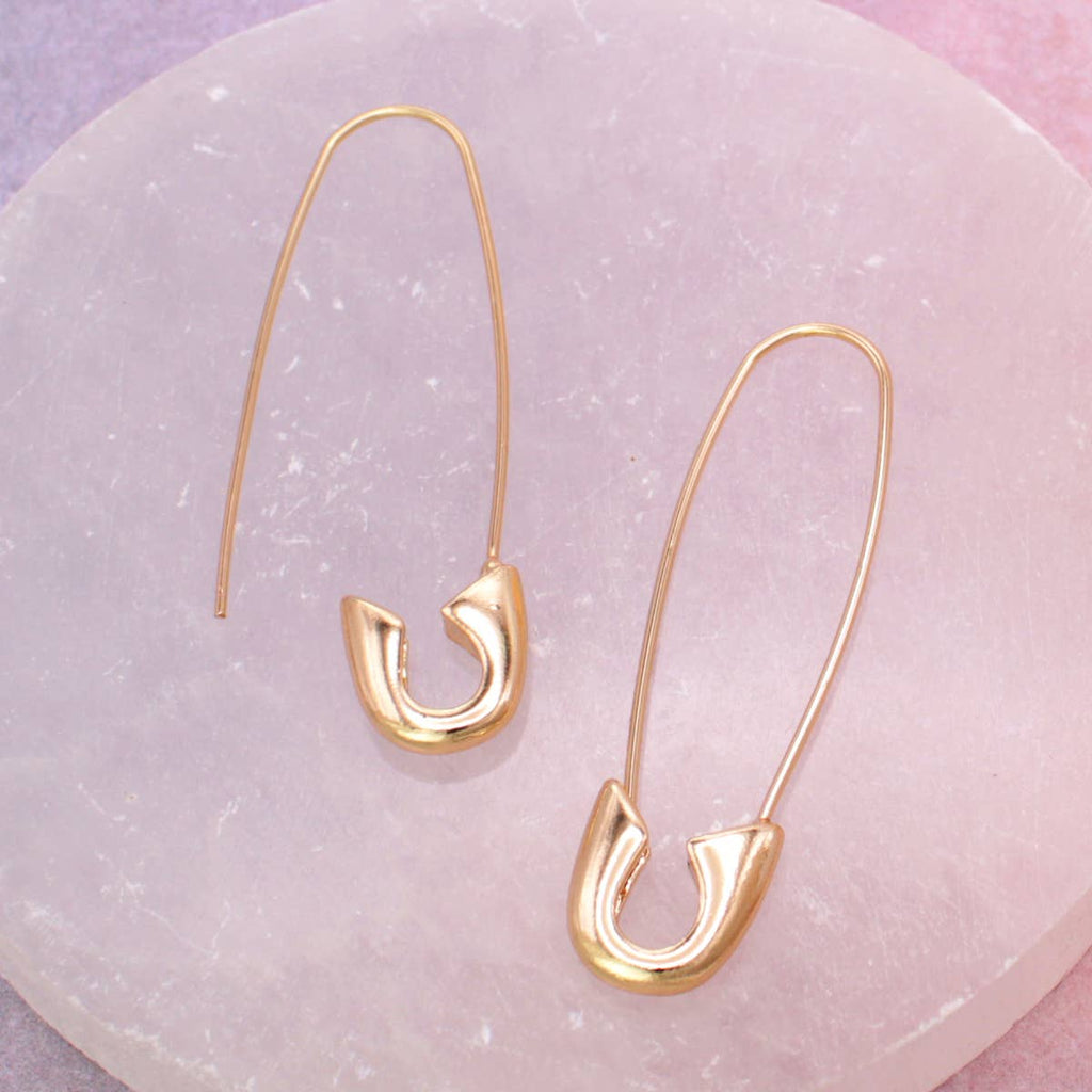 ZAD - Gold Safety Pin Hoop Earrings