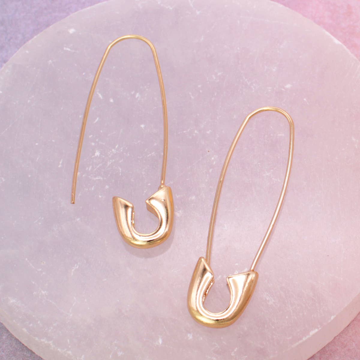 ZAD - Gold Safety Pin Hoop Earrings