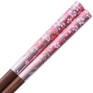 Sakura Pink  on Natural Wood Chopsticks