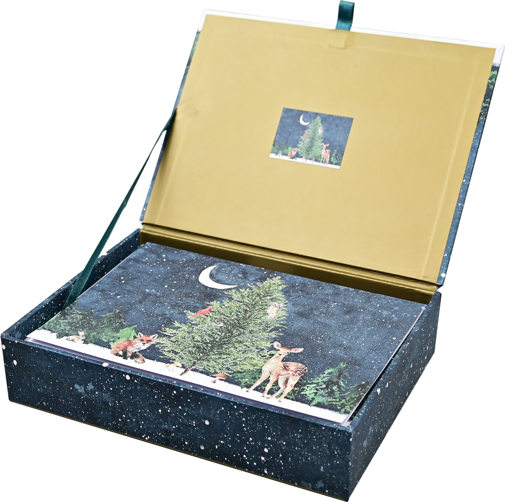 Peter Pauper Press - Moonlit Forest Friends Deluxe Boxed Holiday Cards