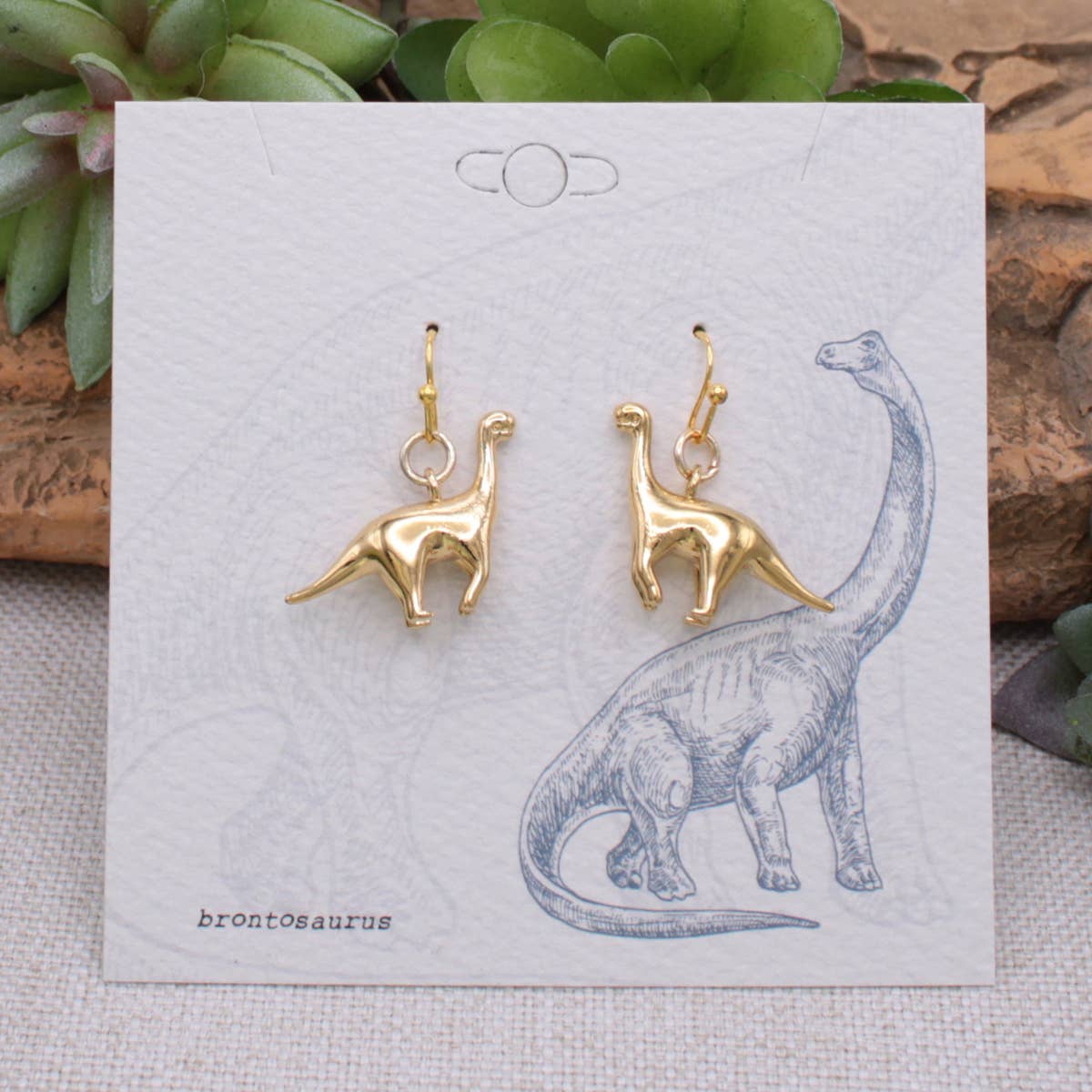 ZAD - Prehistoric Times Gold Brontosaurus Earrings