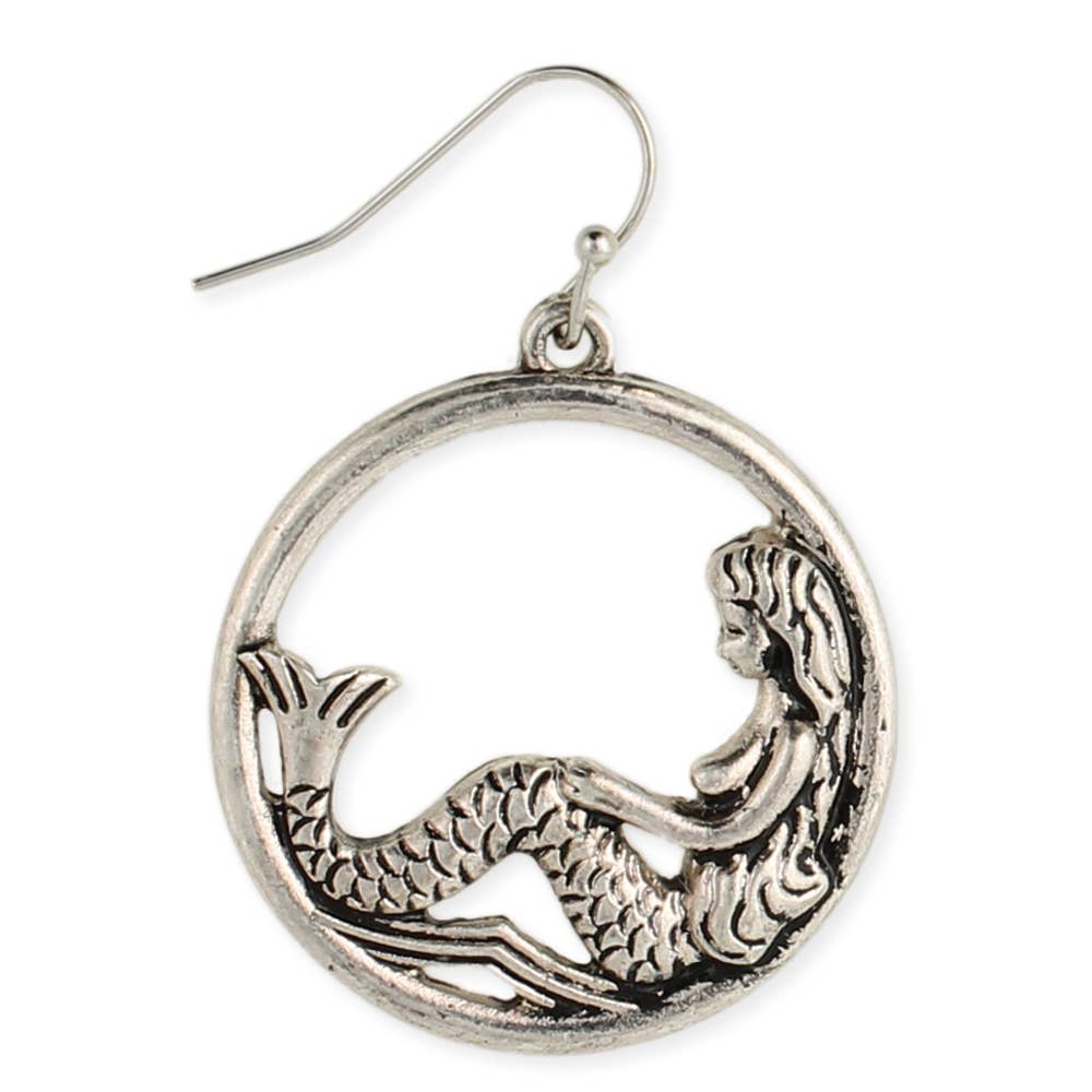 ZAD - Silver Round Mermaid Earring