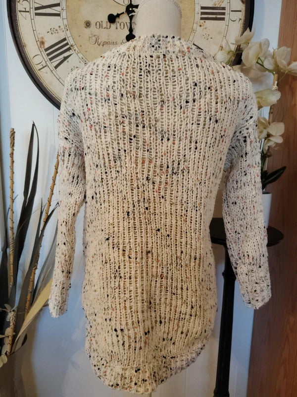 Moon & Madison Speckled Knit Sweater XS Cream Multicolor