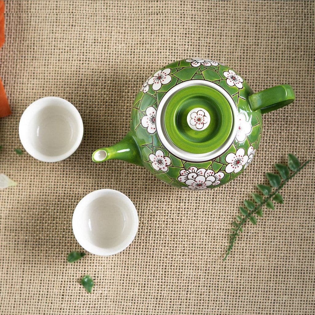 Urban Tokyo - Ume Plum Blossoms Green Tea Set 26oz Tea Pot with 2 Cups