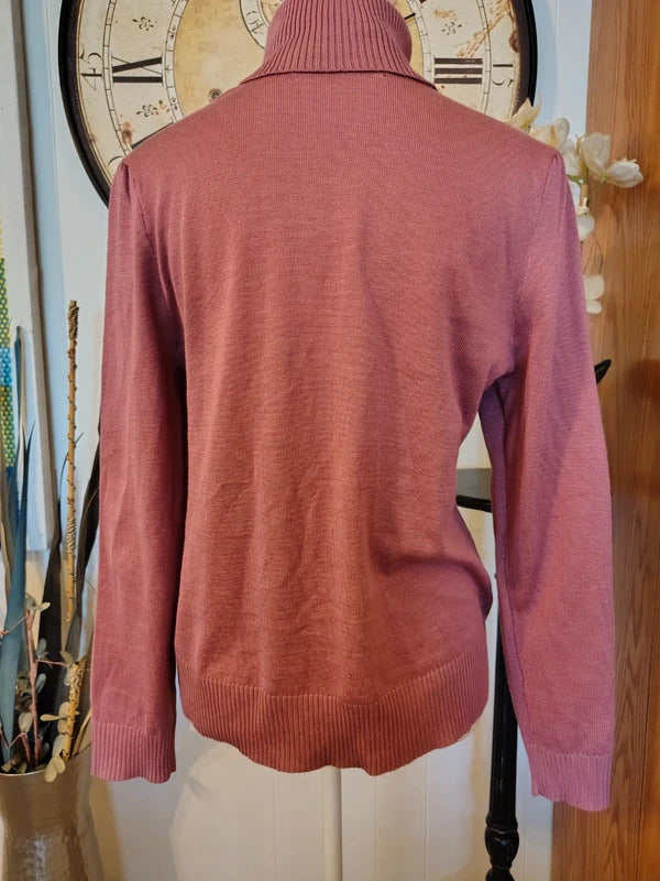 Love Scarlett Pink Heart Turtleneck Sweater | Large