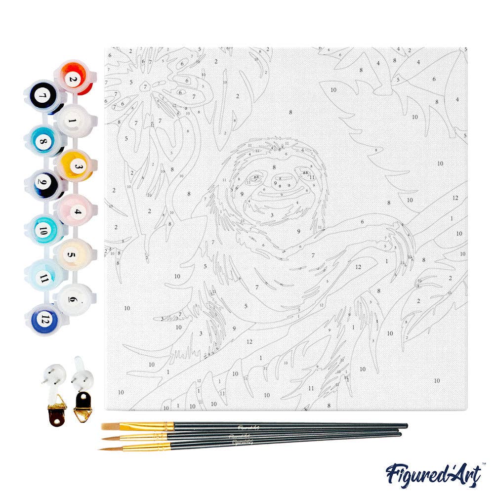 Figured'Art - Mini Paint by numbers framed - Tropical Sloth