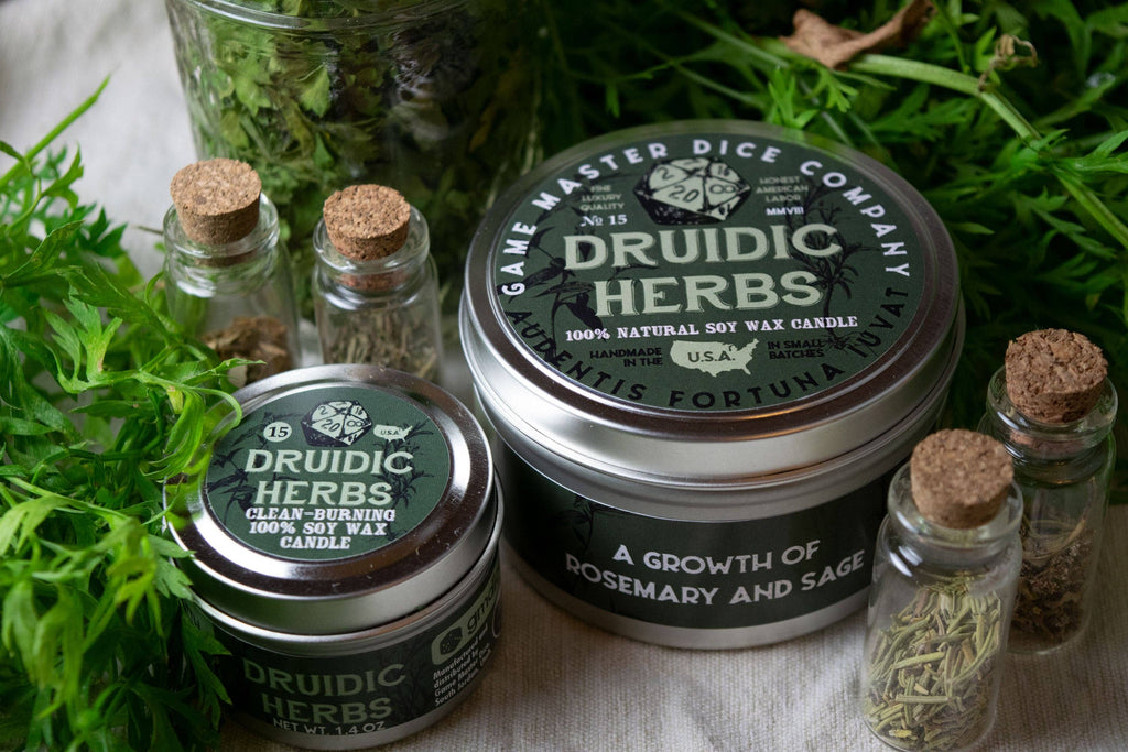 Game Master Dice - Druidic Herbs Gaming Candle