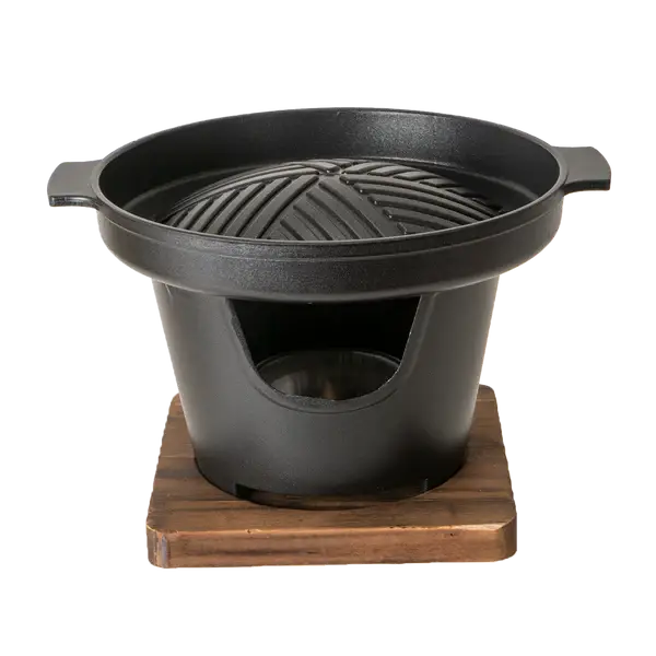 Yakiniku Grill With Burner Stove With Wooden Trivet