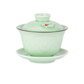Gaiwan Tea Brewing Cup with Lid Celadon Green Koi