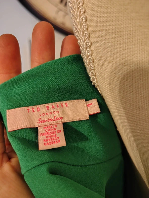 Ted Baker London Green Cowl Neck Midi Dress | Size 1