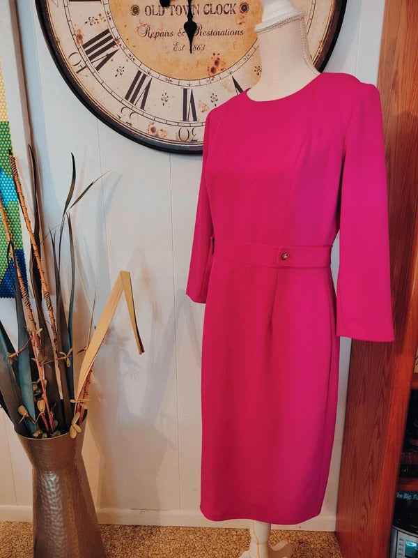 London Times Hot Pink Sheath Dress | Size 6