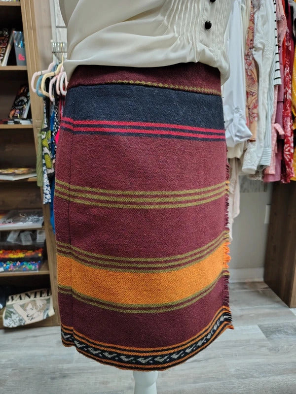 LOFT Petite Fall Stripe Wrap Style Skirt | Size 6P