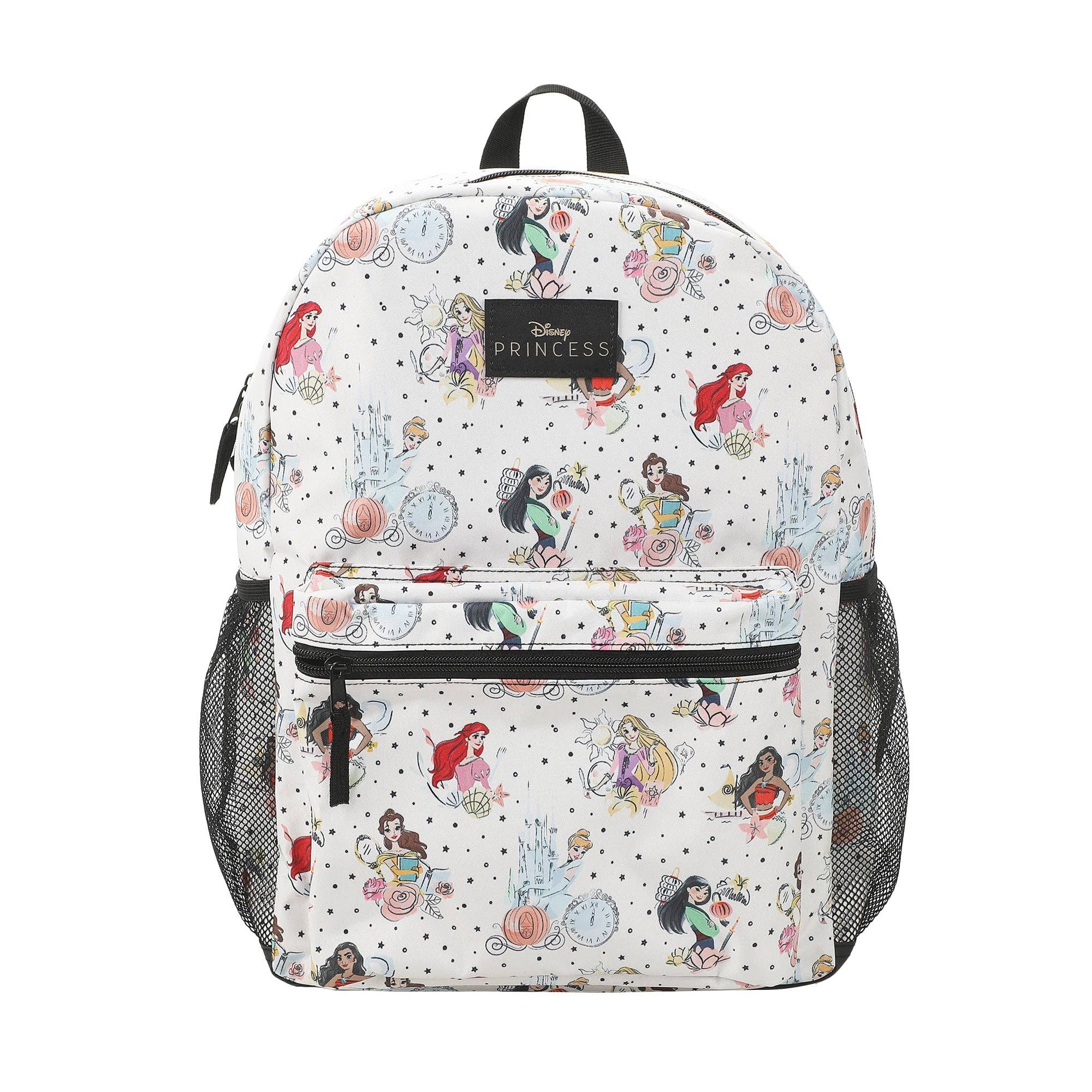 Bioworld Merchandising - Disney Princess Characters All-Over Print 16" White Backpack
