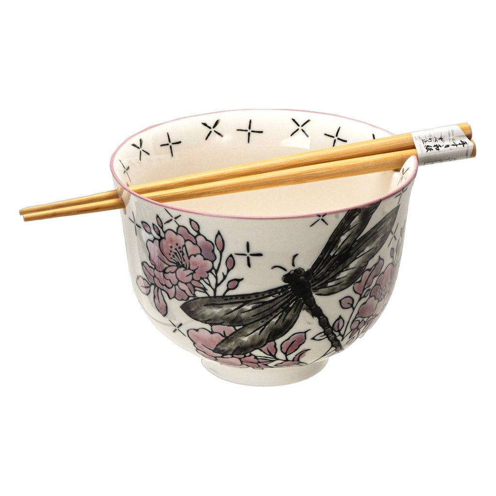 Urban Tokyo - 18oz 5"D Donburi Bowl With Chopsticks Set Dragonfly