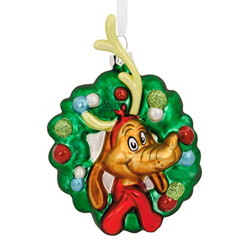 Dr. Seuss How The Grinch Stole Christmas! Max in Wreath Blown Glass