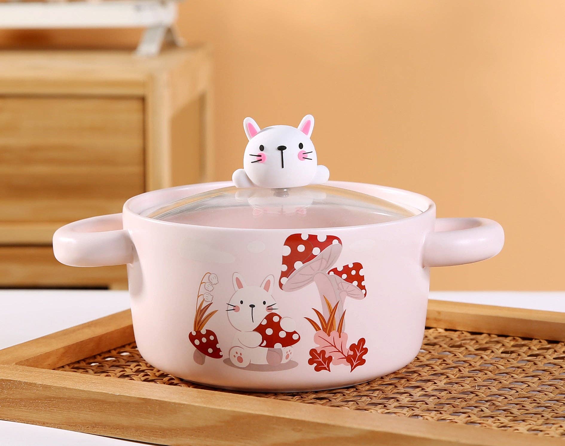 Cute Rabbit 30oz Bowl with Lid