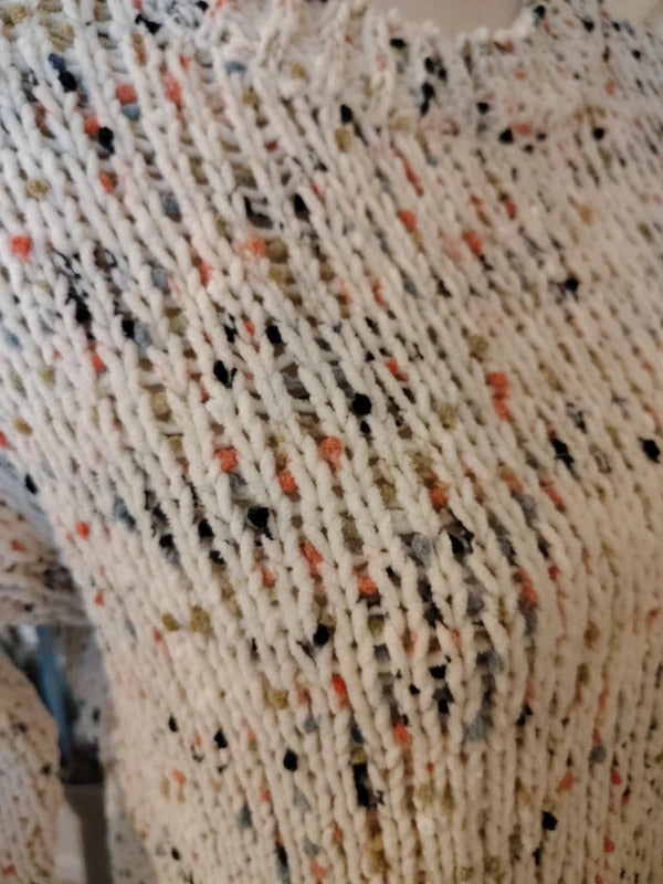 Moon & Madison Speckled Knit Sweater XS Cream Multicolor