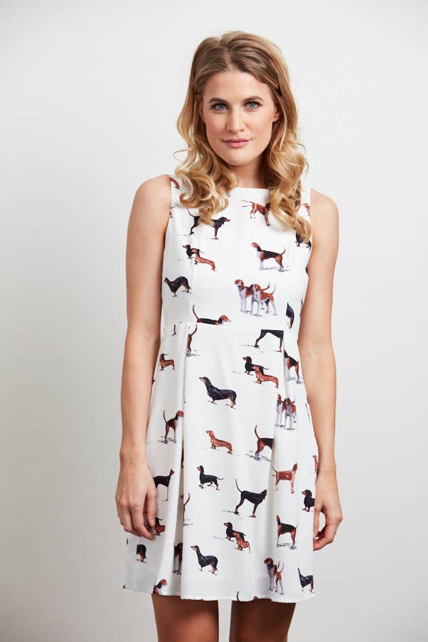 Dachshund & Beagle Dogs Print Dress
