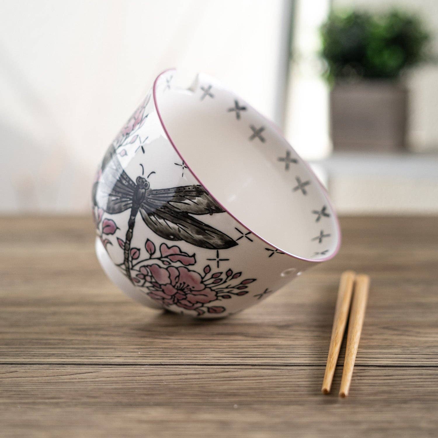 Urban Tokyo - 18oz 5"D Donburi Bowl With Chopsticks Set Dragonfly