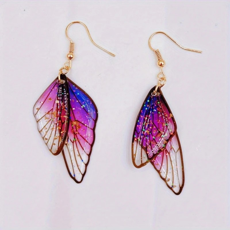 Gold Flake Butterfly Wings Earrings