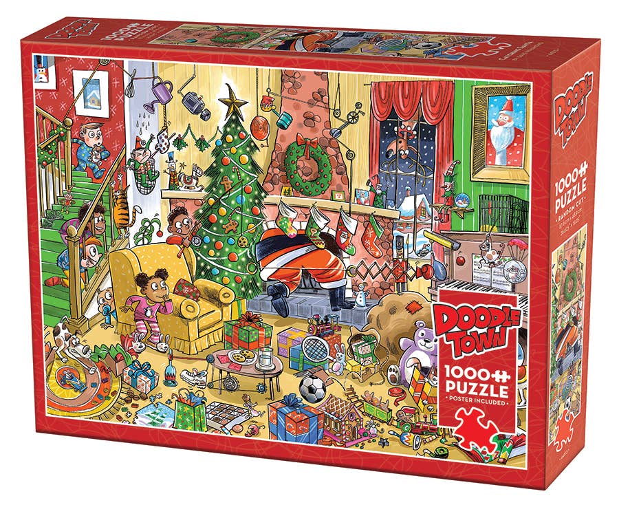 Outset Games and Cobble Hill Puzzles - Doodletown: Catching Santa 1000pc puzzle