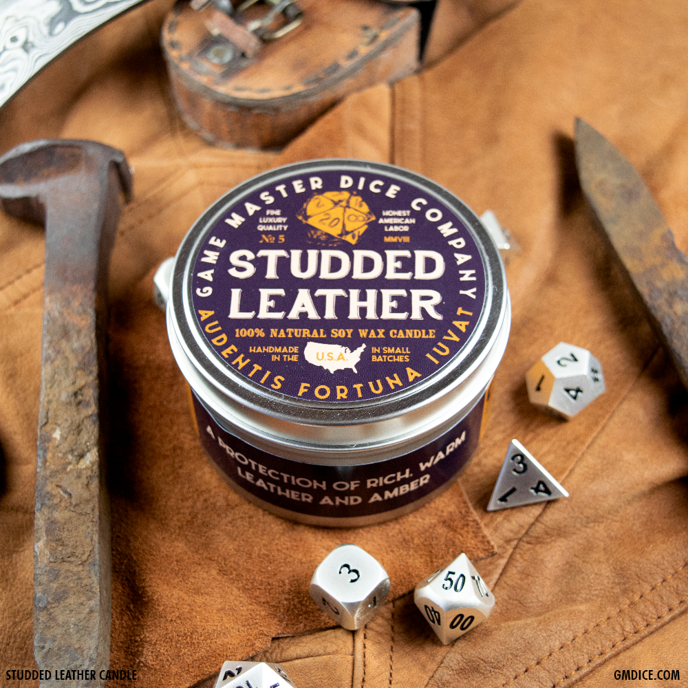 Game Master Dice - Studded Leather Gaming Candle