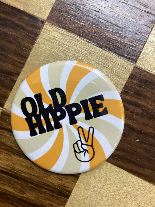 Old Hippie Peace Sign Button 1.5”