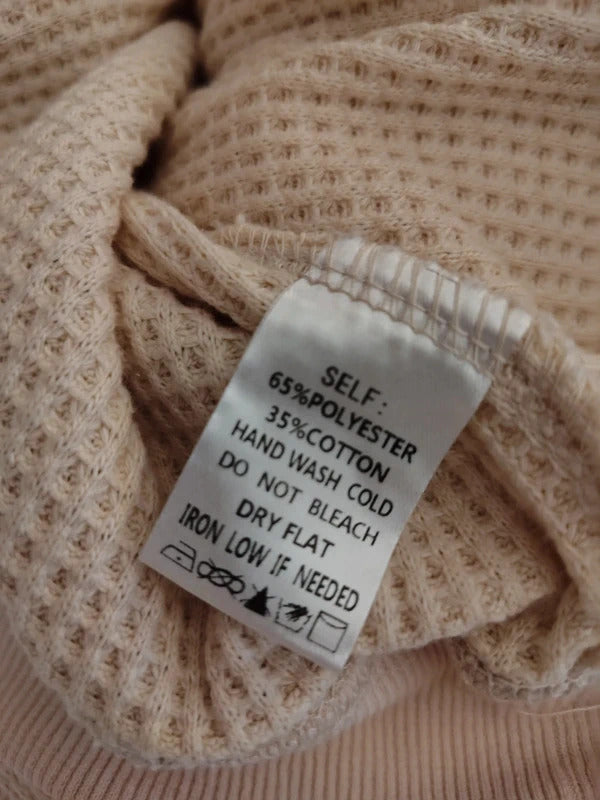 Rareraw Cream Waffle Knit Lace Detail Sweater L