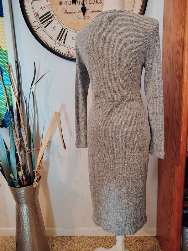 LOFT Gray Knit Long Sleeve Dress XS