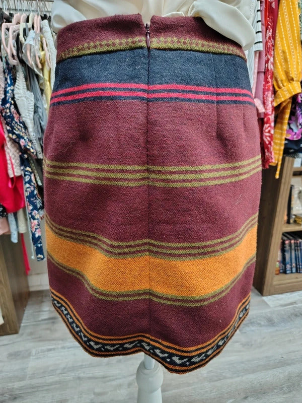 LOFT Petite Fall Stripe Wrap Style Skirt | Size 6P
