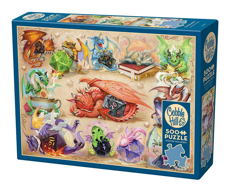 Outset Games and Cobble Hill Puzzles - D20 Dragons by Jacob Walker - 500pc Puzzle