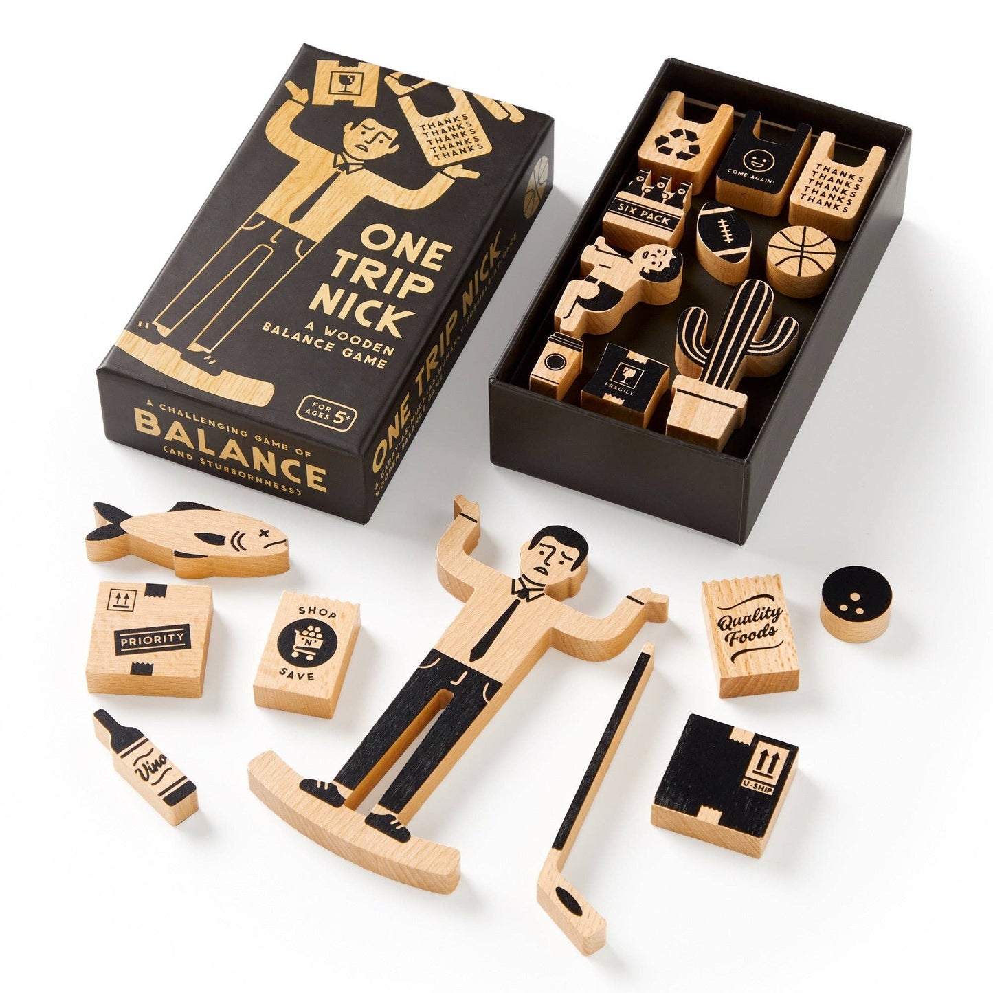 Chronicle Books - Brass Monkey One Trip Nick Wooden Balance Game
