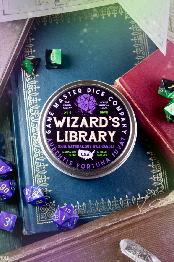 Game Master Dice - Wizard's Library Gaming Candle