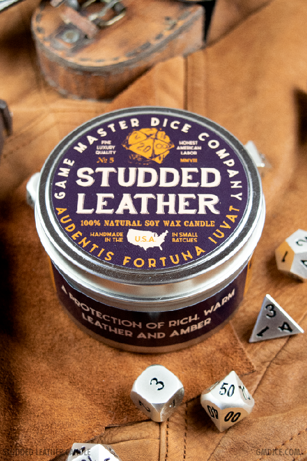 Game Master Dice - Studded Leather Gaming Candle