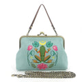 COMECO INC - Frog in the Lily Pond Kiss Lock Bag in Linen Cotton Blend Ma