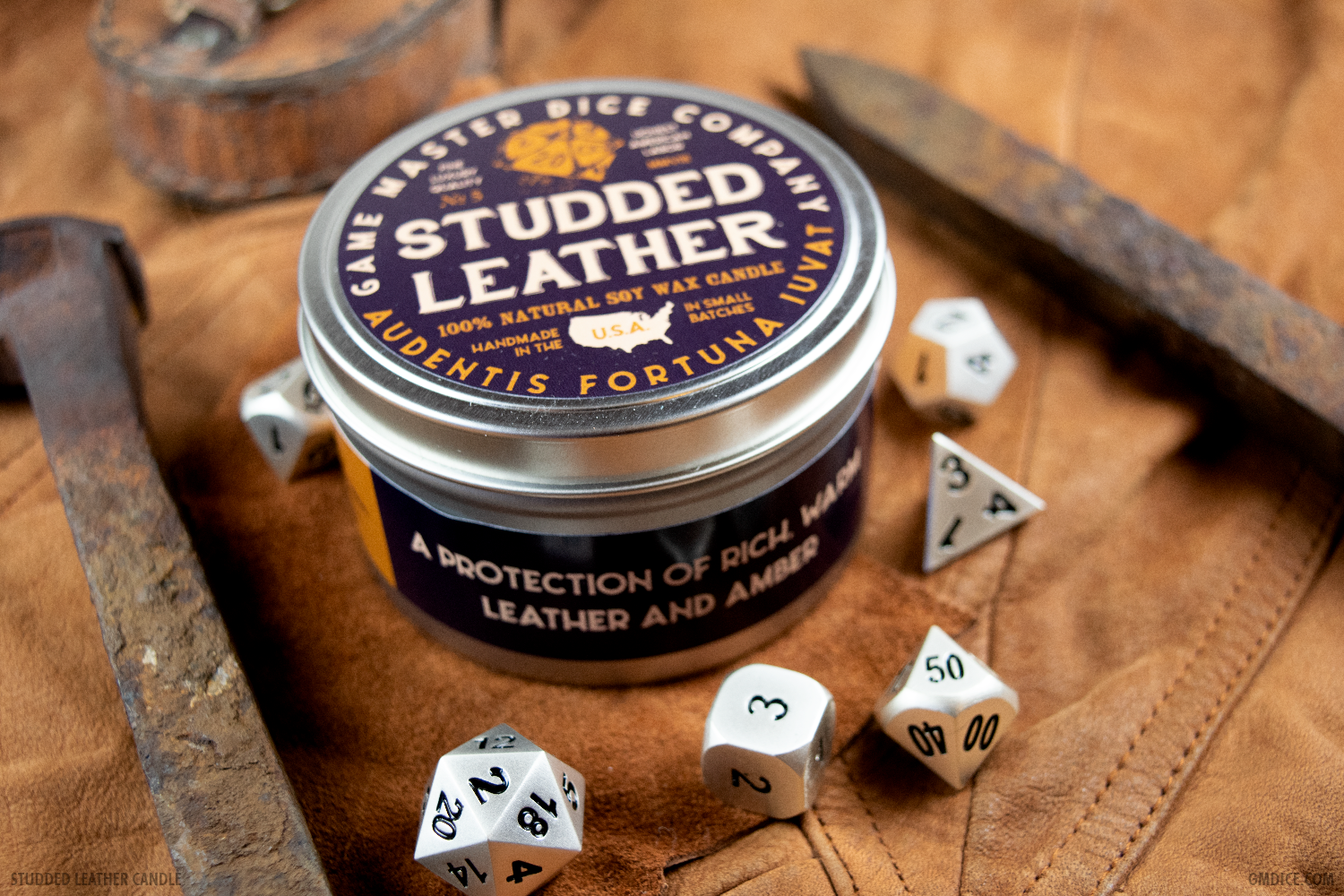 Game Master Dice - Studded Leather Gaming Candle