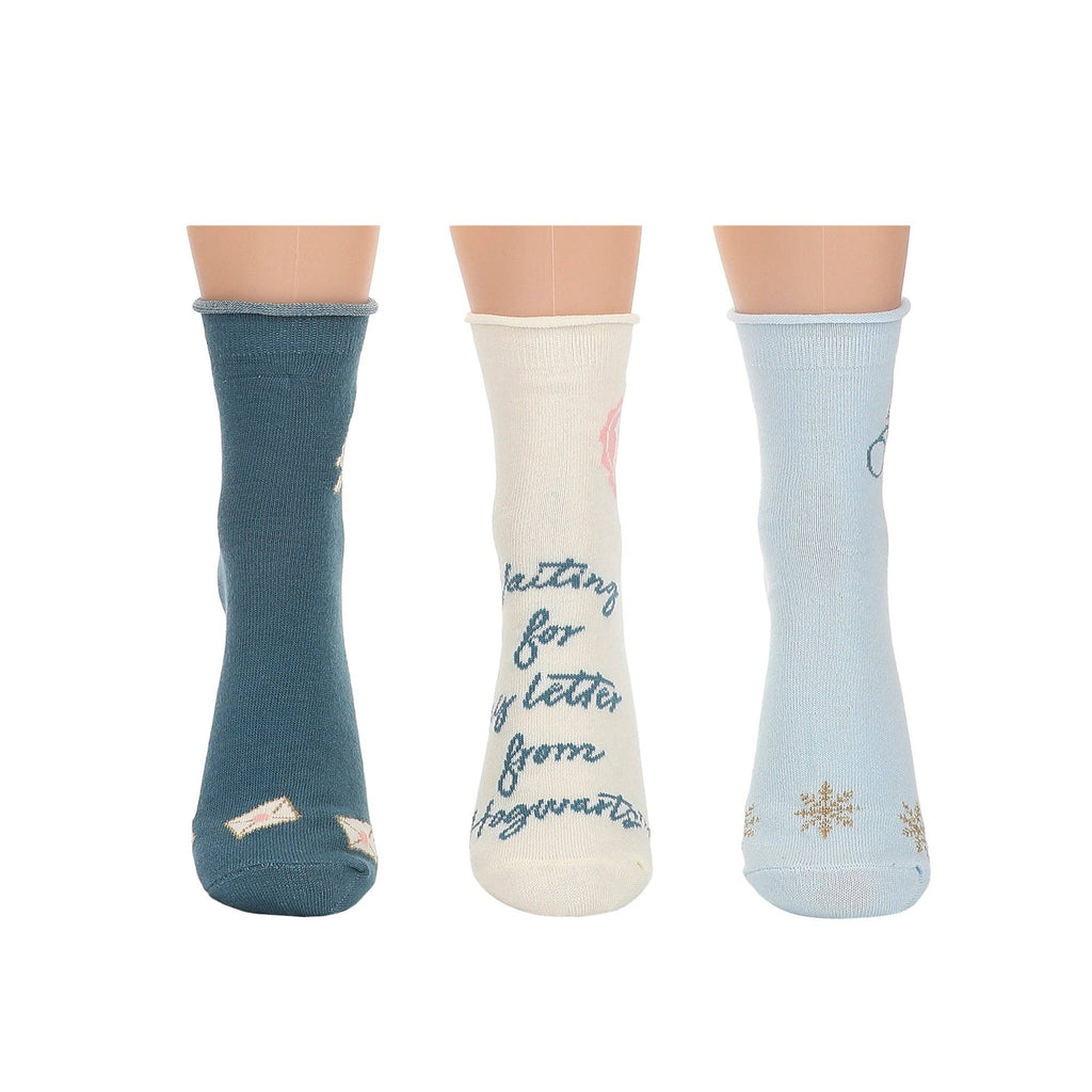 Bioworld Merchandising - Harry Potter Hogwarts Holiday Womens Casual Quarter Crew Socks 3 Pack