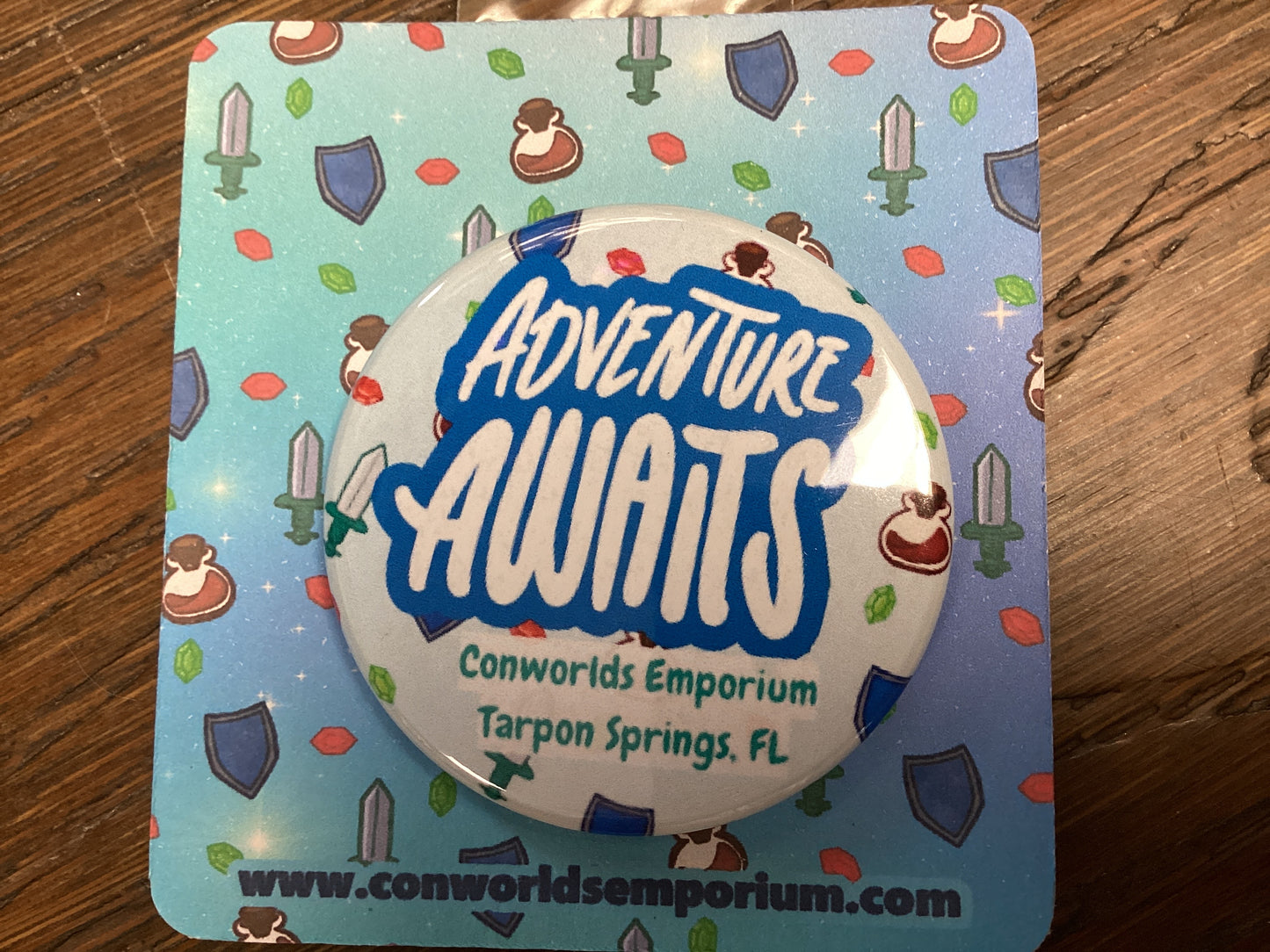 Conworlds Emporium Adventure Logo Button 1.5"