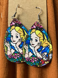 Wooden Alice Inspired Earrings