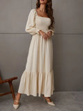 Elegant Long Sleeve A-line Shirred Bust Dress For Cosplay