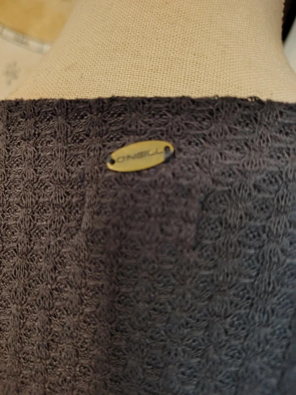 O'Neill Blue Gray Waffle Knit Wrap Bell Sleeve Top L