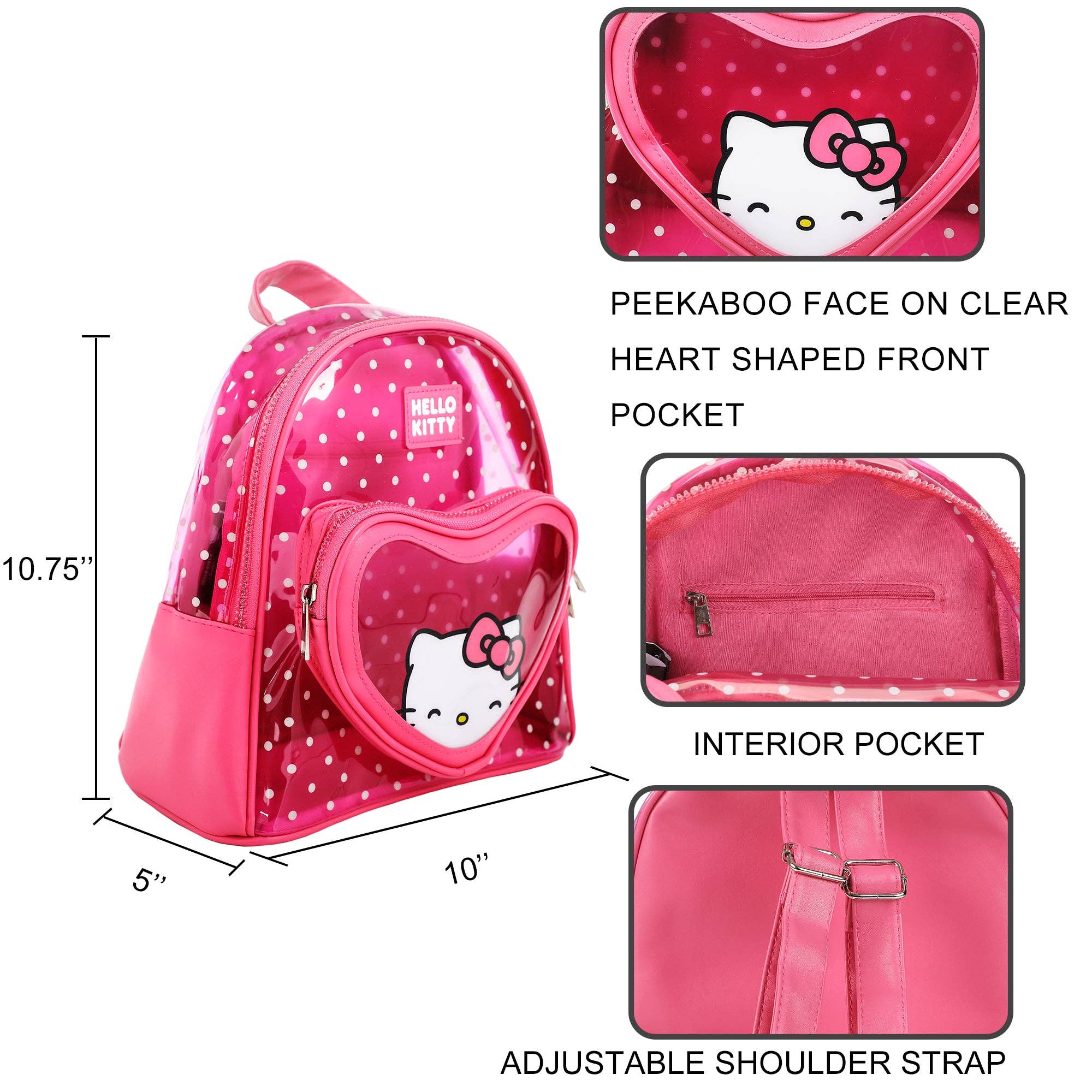 Bioworld Merchandising - Hello Kitty Peekaboo Heart Clear Mini Backpack