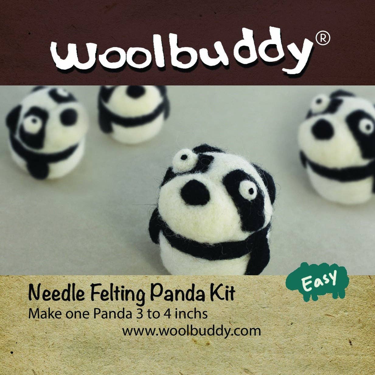 Woolbuddy - Needle Felting Panda Kit