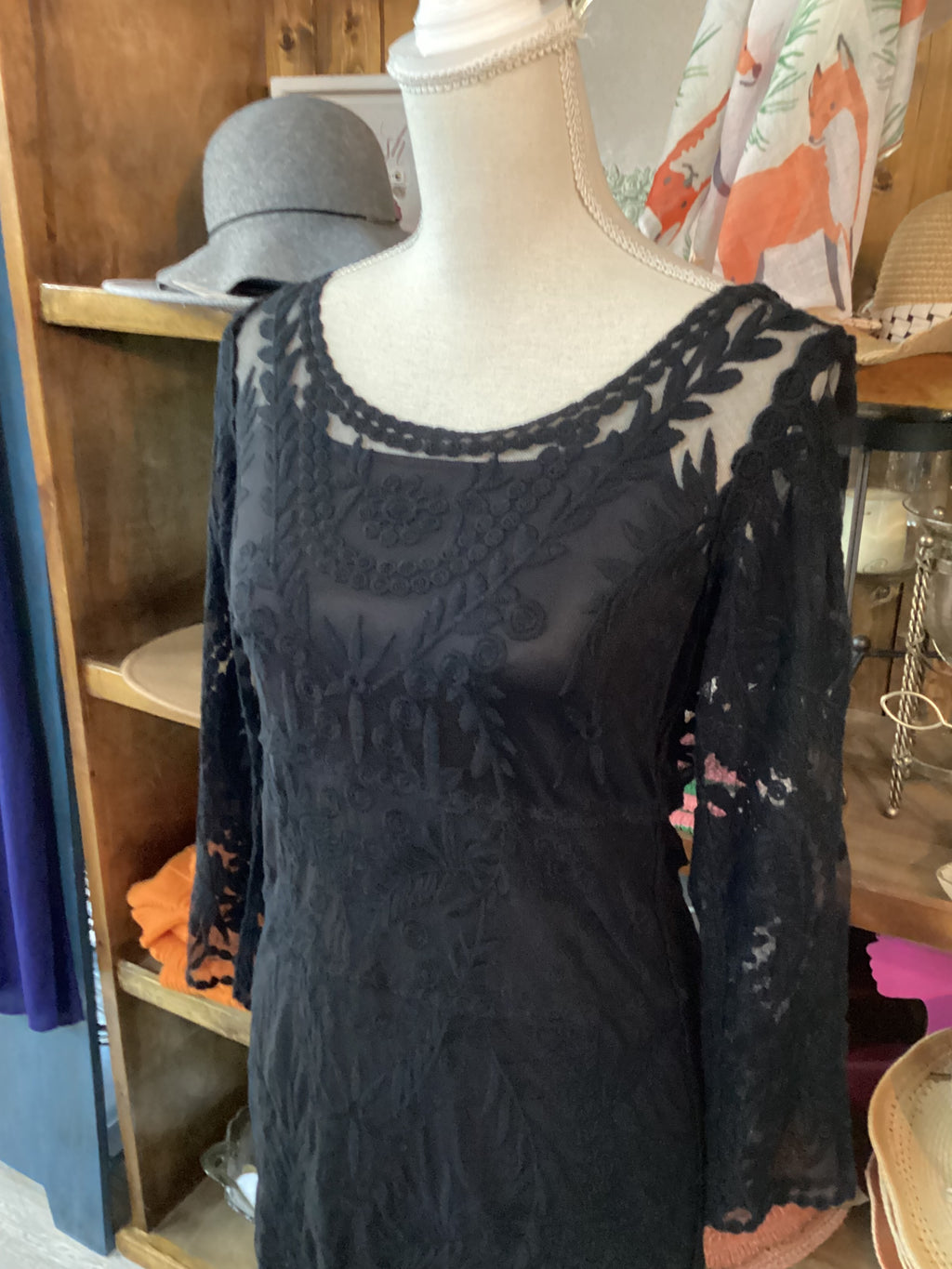 Express Black Long sleeved Floral Lace Mini Dress Size S