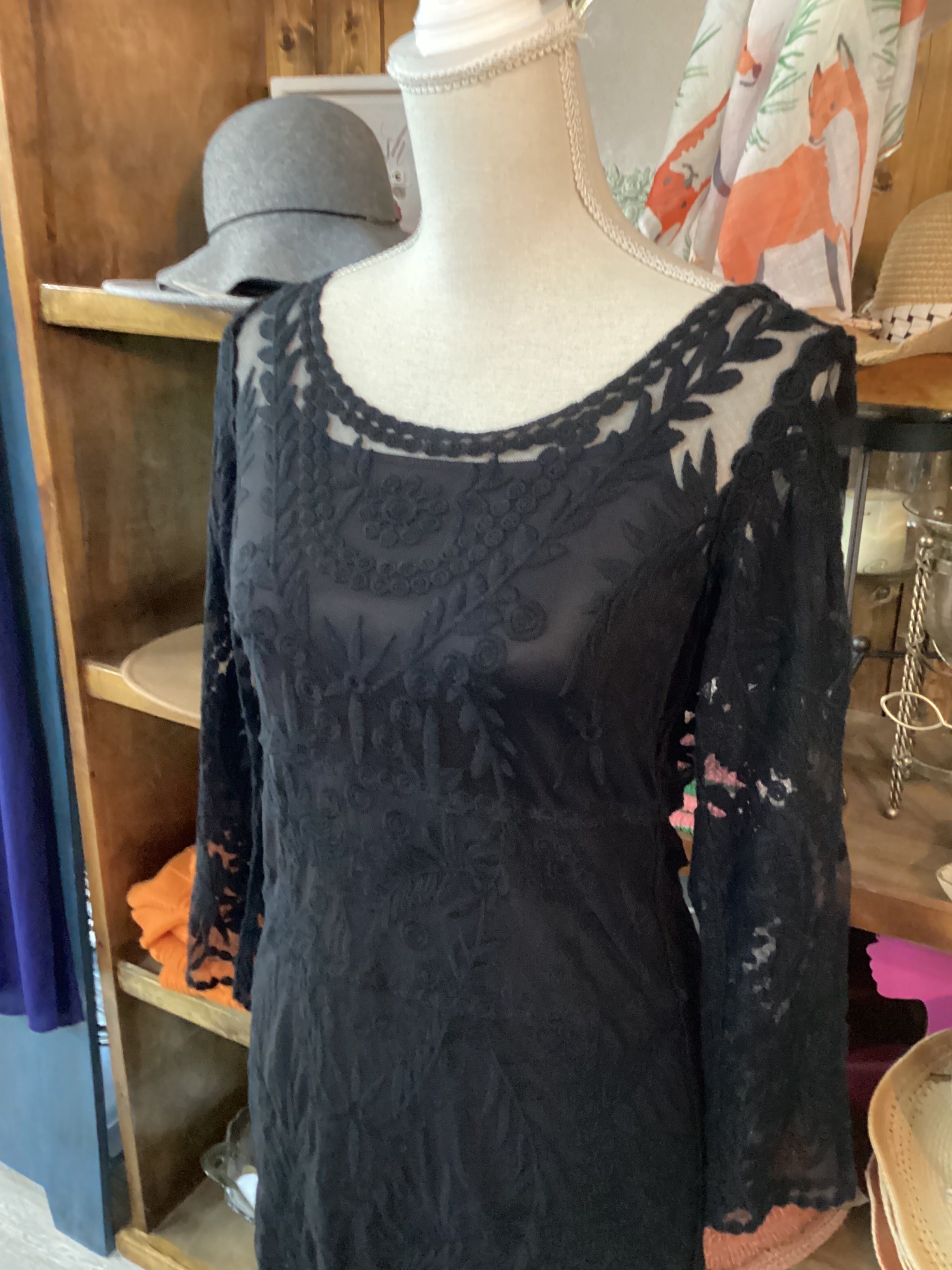Express Black Long sleeved Floral Lace Mini Dress Size S