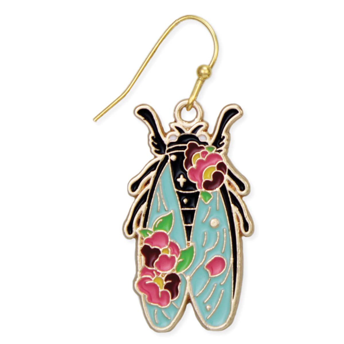 ZAD - Colorful Floral Cicada Gold Earrings