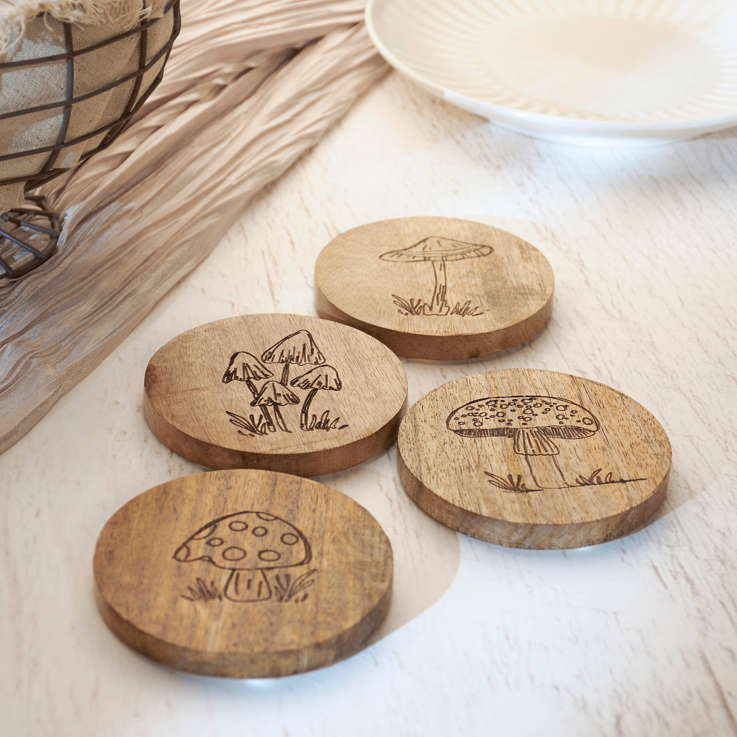 Primitives by Kathy - Mushrooms Coaster Set