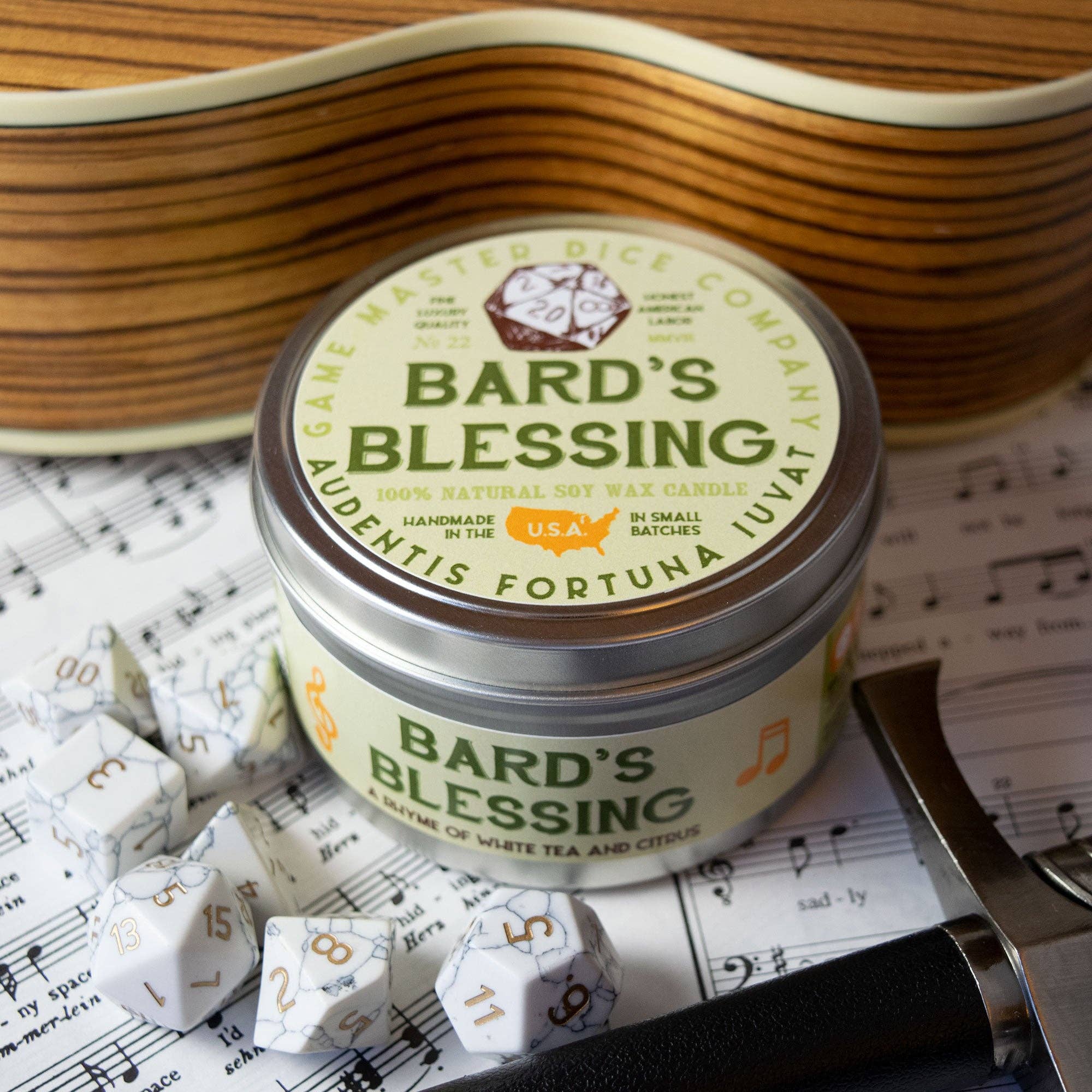 Game Master Dice - Bard's Blessing Gaming Candle