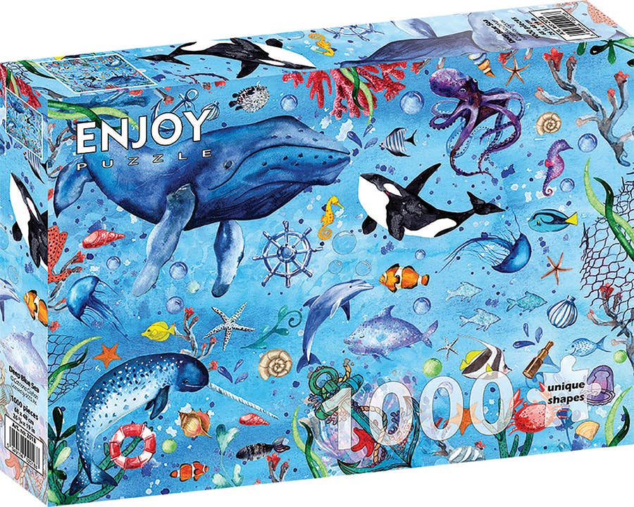 Outset Games and Cobble Hill Puzzles - Deep Blue Sea 1000pc Enjoy Puzzle